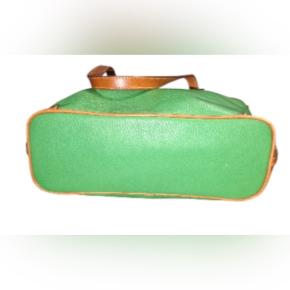 Dooney & Bourke Green and Tan Leather Tote Bag! Gorgeous with free Bag Scarf! - Picture 4 of 5